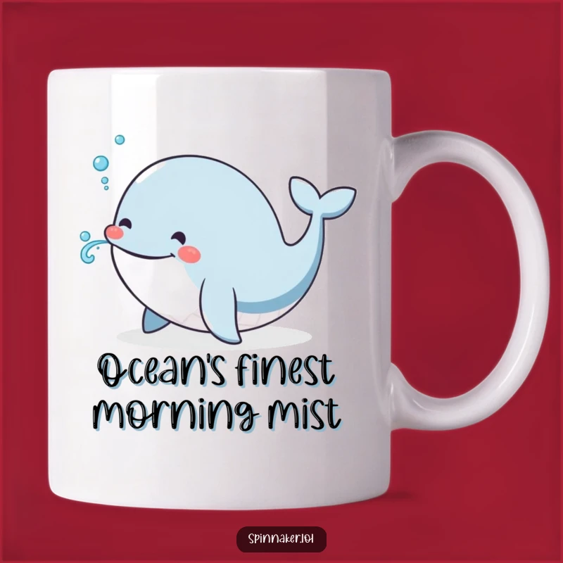 Funny Whale Mug Gift: Smiling Cetacean Blows Tiny Water Spray, Perfect for Ocean Lovers