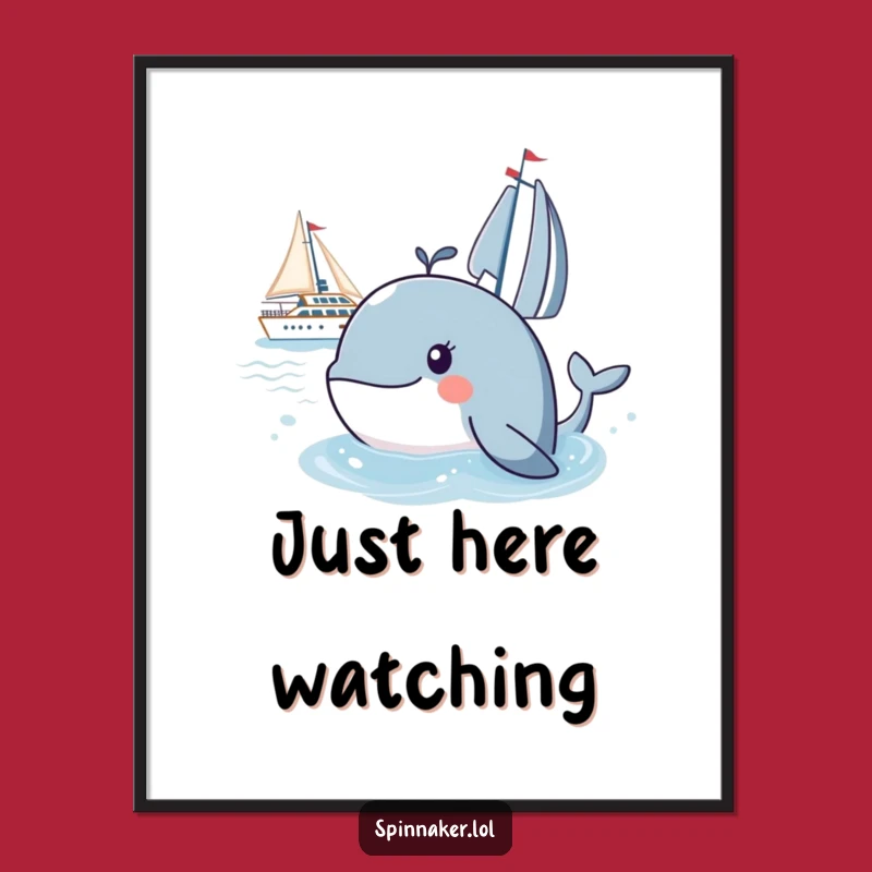 Funny Whale Yacht Scene Digital Print: Instant Humor for Your Walls