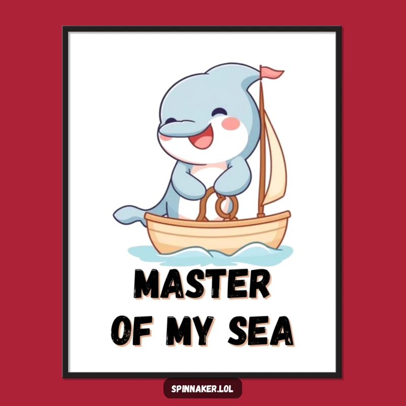 Funny Dolphin Sailor Poster: Grinning Captain Wall Art for Nautical Fans