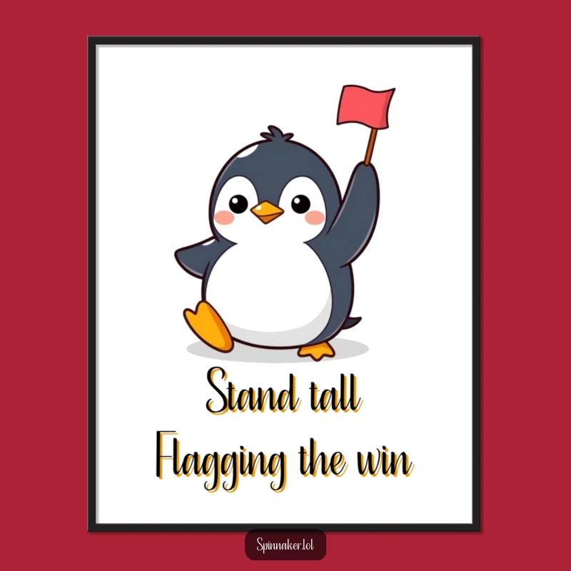 Funny Free Printable Wall Art: Penguin Flag - Downloadable Determined Decor