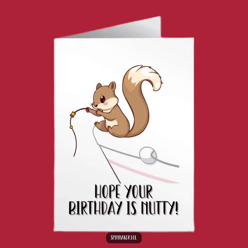 Free Printable Squirrel Birthday Card: Funny Yacht Fishing, Downloadable Gift