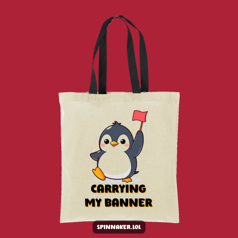 Funny Penguin Tote Bag: Determined Victor's Flag Accessory, Great Gift